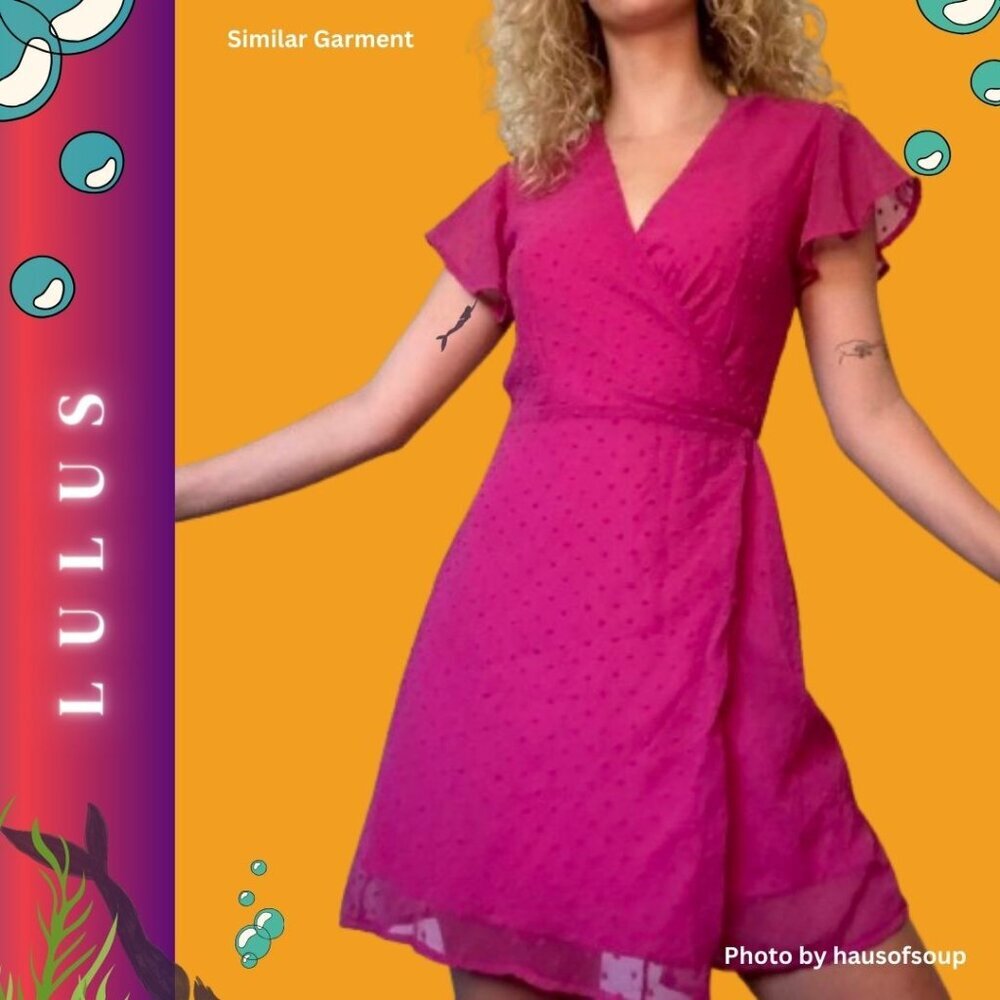 NWT M Lulus Hot Pink Swiss Dot Wrap Mini Romper